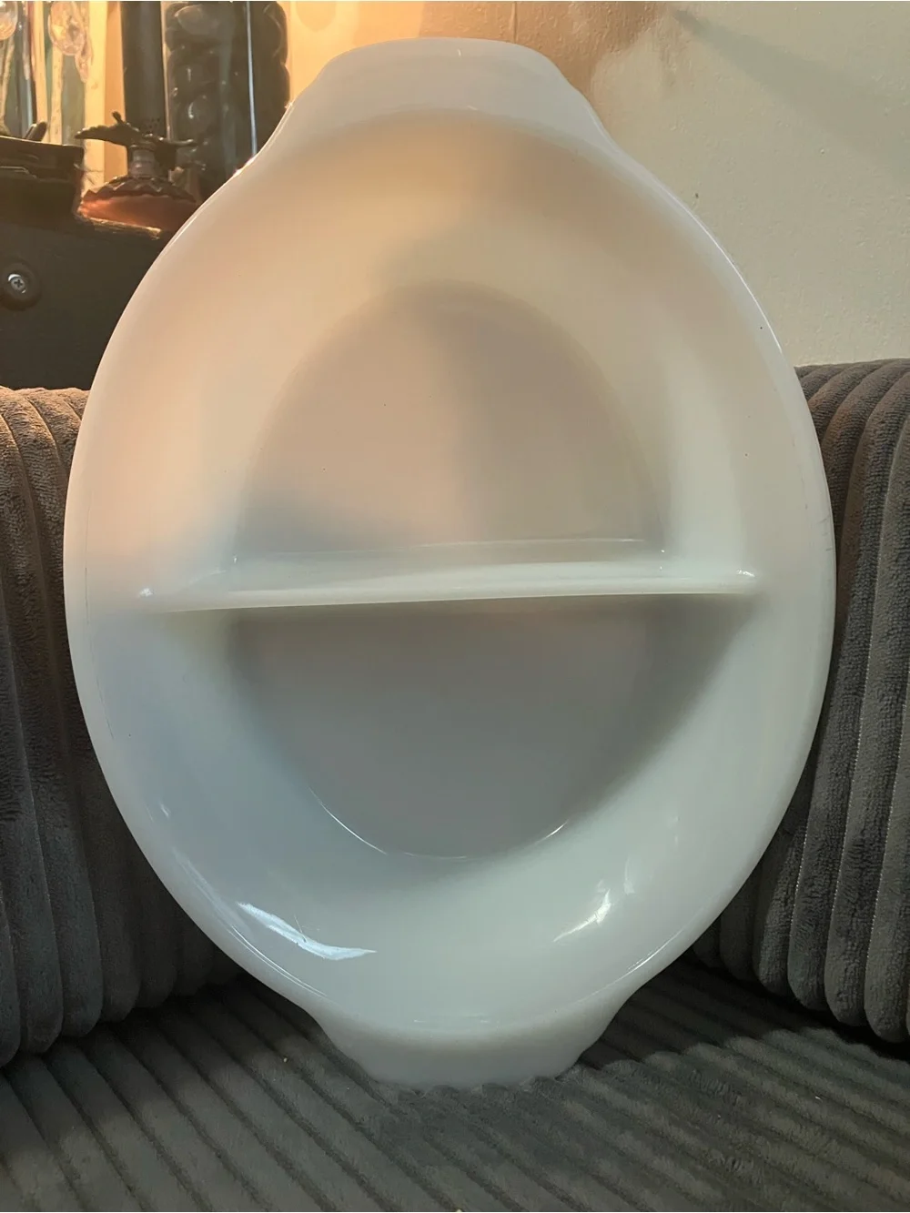 Vintage Anchor Hocking Fire King Milk Glass Opal Oval 1.5qt Divided Casserole